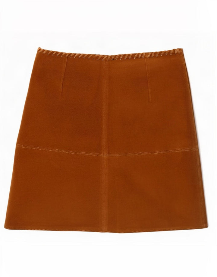 Fusta Mini din piele intoarsa pentru femei Zara Mediu W28 Bej