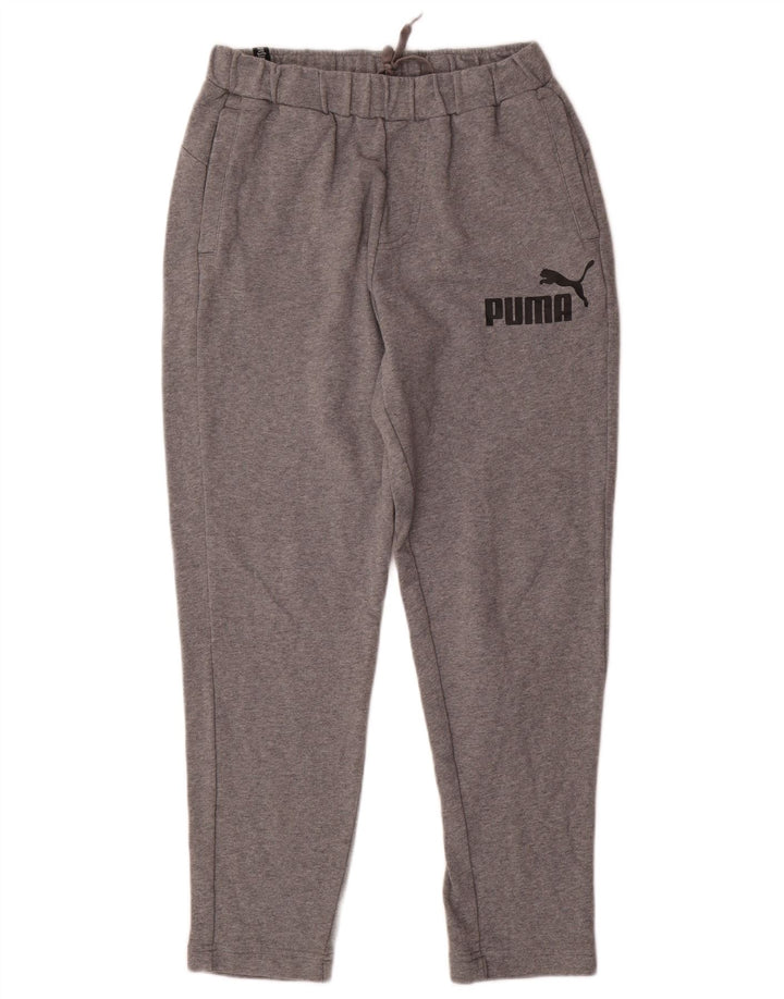 Pantaloni de trening grafic PUMA pentru bărbați, bumbac cu pete, gri mediu