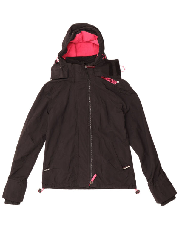 Jachetă Windbreaker pentru femei cu glugă Superdry UK 4 XS Nylon negru