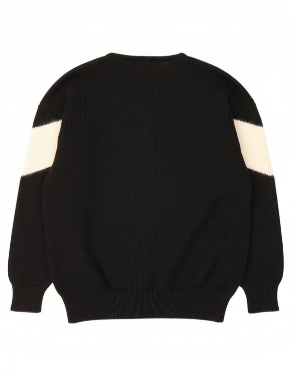 Pulover vintage pentru femei cu gât de barcă, UK 18 XL, lână neagră cachetă