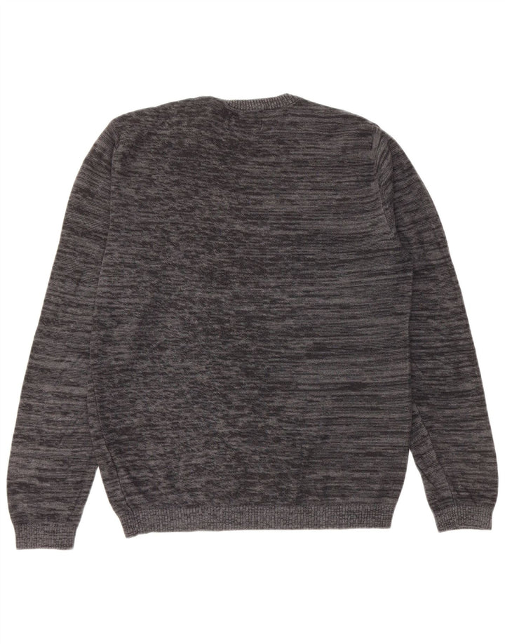 JACK & JONES Pulover pentru bărbați cu gât roșu, bumbac cu pete mici, gri