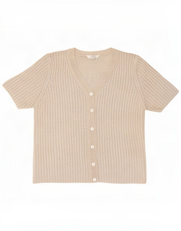 Pulover cardigan cu mânecă scurtă pentru femei Marks & Spencer UK 20 2XL Bej