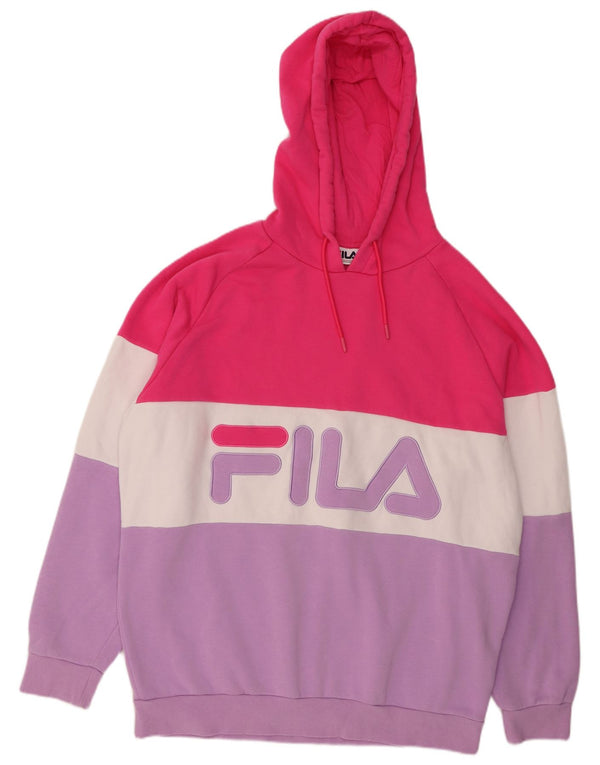 Pulover cu glugă cu grafic FILA pentru femei UK 22 3XL Multicolor Colorblock
