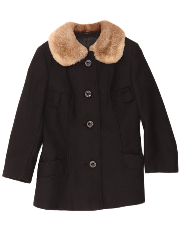 Your Sixth Sense Womens Overcoat UK 10 Small Black Wool