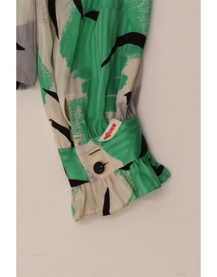 Bluză vintage pentru femei cu cravată în față UK 14 Medium Multicolor
