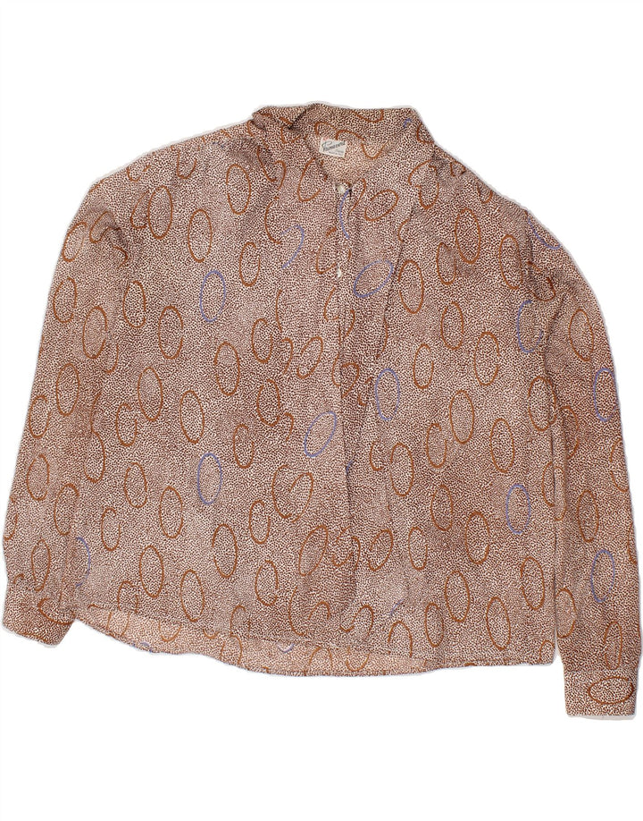 VINTAGE Womens Front Tie Shirt Blouse IT 47 Large Brown Spotted Vintage Vintage and Second-Hand Vintage from Messina Hembry 