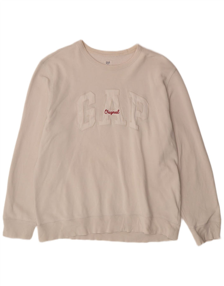 Hanorac grafic pentru bărbați GAP Jumper XL bumbac alb