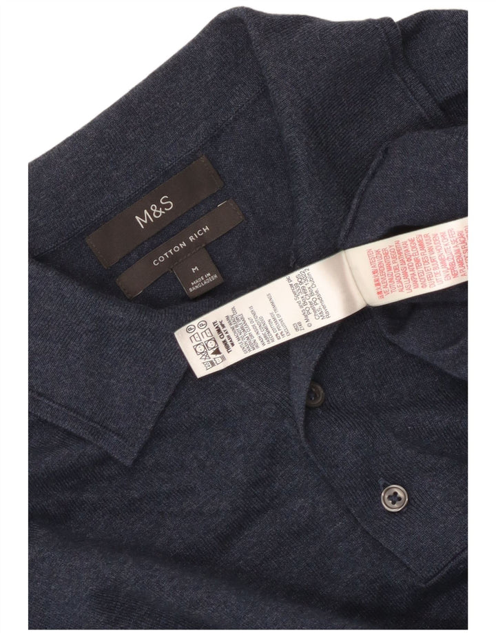 Pulover pentru bărbați Marks & Spencer, cu gât polo, mijlociu, albastru marin pete