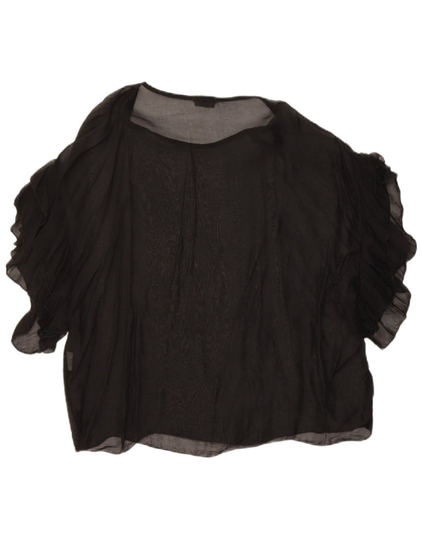 Bluză vintage supradimensionată pentru femei, bluză, UK 10, mătase neagră mică