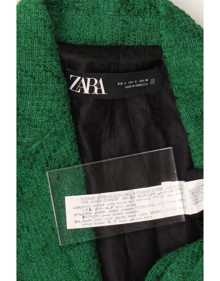 Blazer pentru femei Zara cu 1 nasture, UK 10 Mic, verde acrilic
