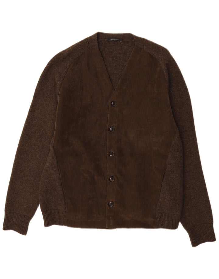 Pulover cardigan pentru bărbați Roberto Collina IT 50 Lână maro medie