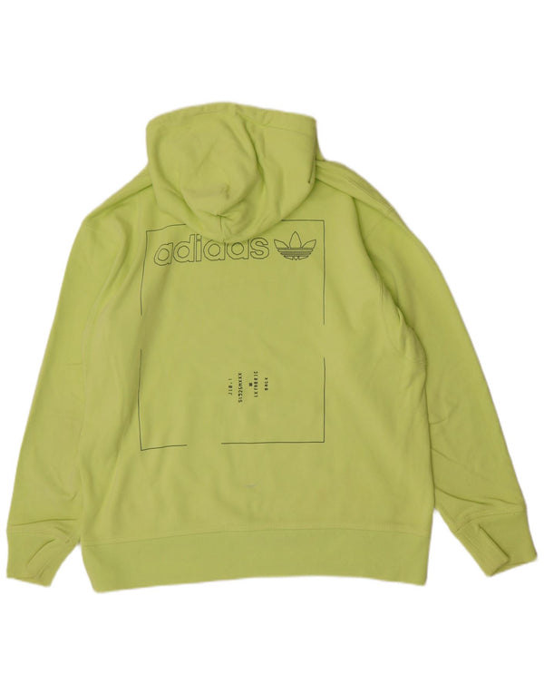 Pulover cu glugă supradimensionat cu grafic Adidas pentru femei UK 10 Bumbac verde mic