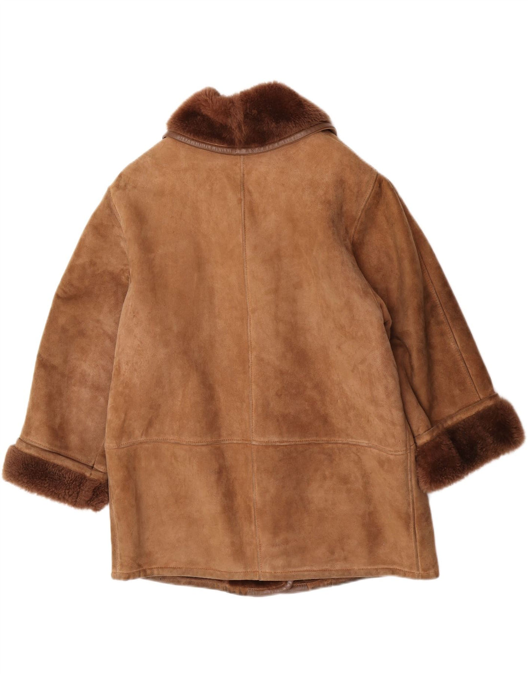 Jachetă din shearling supradimensionată pentru femei Vintage EU 40 Maro mediu din shearling