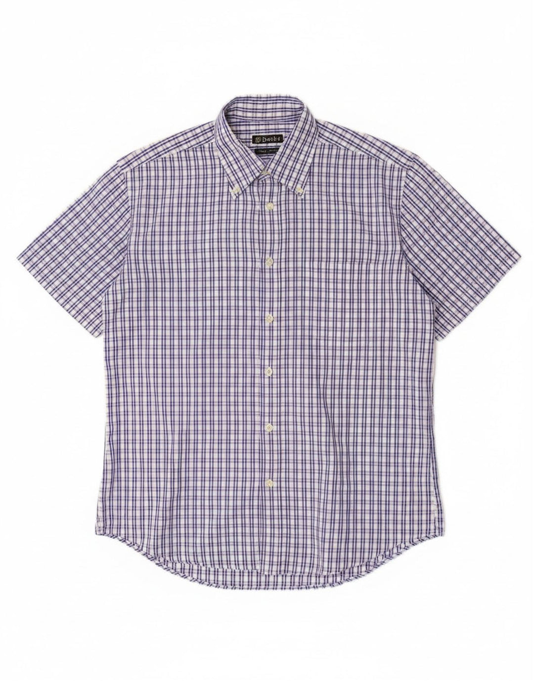 Cămașă Dack's pentru bărbați, cu mânecă scurtă, în formă clasică, din bumbac cu carouri, albastru mediu