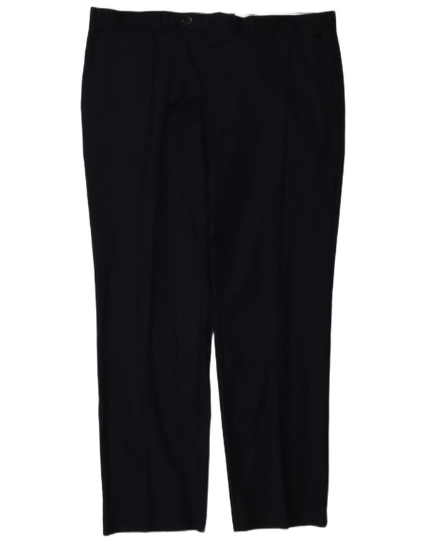 Marks & Spencer Pantaloni drepți pentru bărbați L42 L33 Lână cu dungi bleumarin