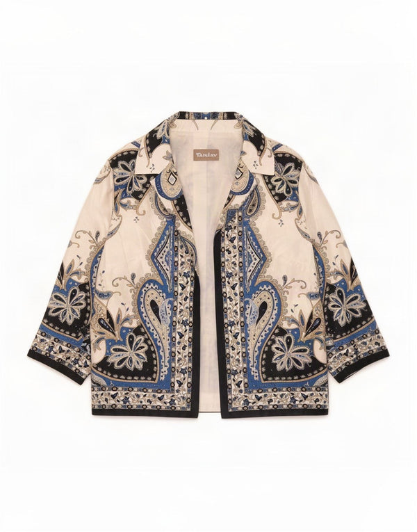 Jachetă Blazer deschisă pentru femei Tan Jay, mânecă 3/4, UK 18 XL, cachetăl alb
