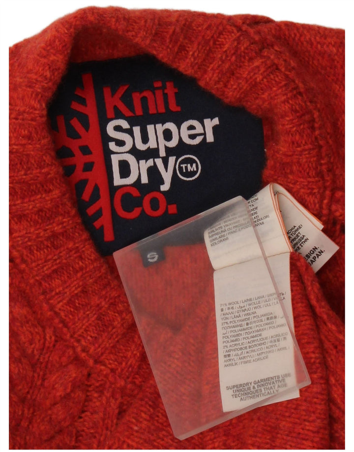 Pulover Superdry pentru femei cu gât roșu și pulover UK 10, lână roșie mică