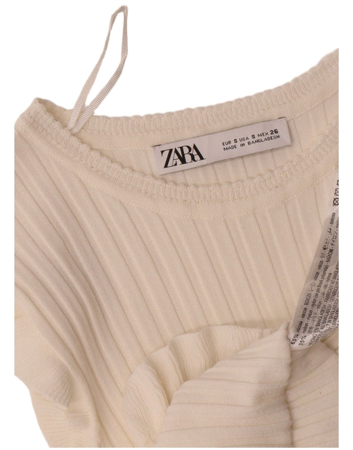 Bluză Crop Top Femei Zara UK 8 Small White Viscose