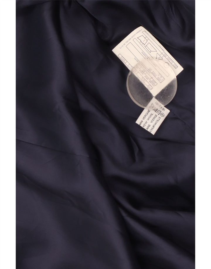 Jachetă vintage pentru femei cu 3 nasturi IT 48 XL Lână virgină bleumarin