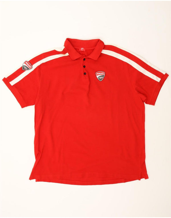 Tricou polo pentru bărbați Ducati 2XL, bumbac color bloc roșu