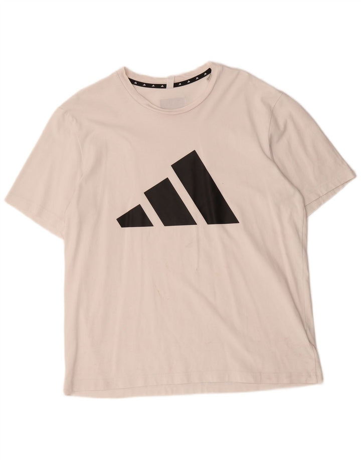 Tricou grafic Adidas pentru bărbați Top mare din bumbac alb