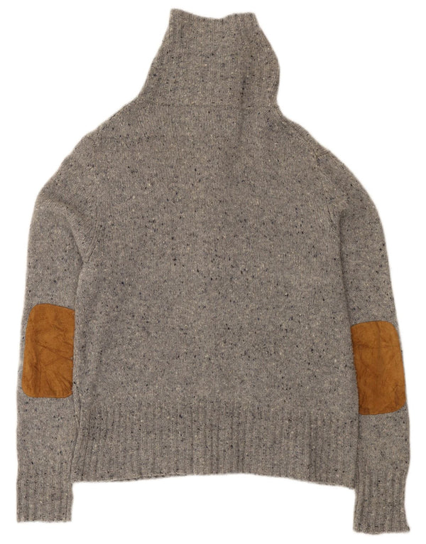 Pulover cardigan pentru femei Eddie Bauer UK 16 mare, gri, lână de miel cu pete