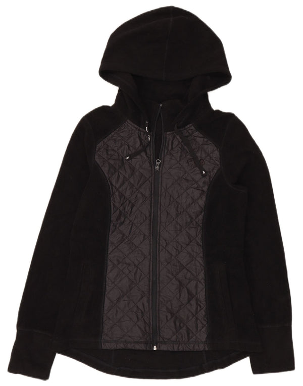 Jachetă fleece cu glugă Fila pentru femei UK 14 Poliester mediu negru
