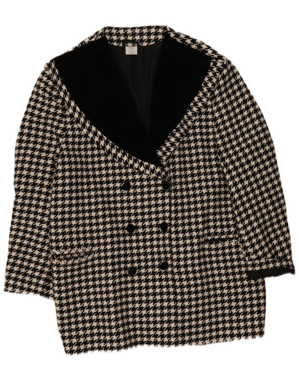 Palton dublu pentru femei vintage UK 20 2XL negru din poliacrilic