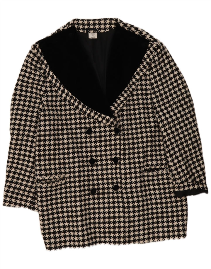 Palton dublu pentru femei vintage UK 20 2XL negru din poliacrilic
