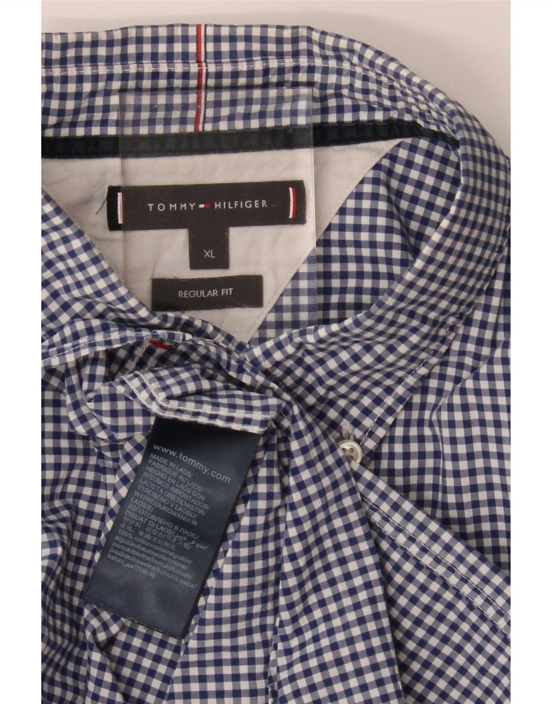 TOMMY HILFIGER Mens Regular Fit Shirt XL Blue Gingham Cotton Vintage Tommy Hilfiger and Second-Hand Tommy Hilfiger from Messina Hembry 