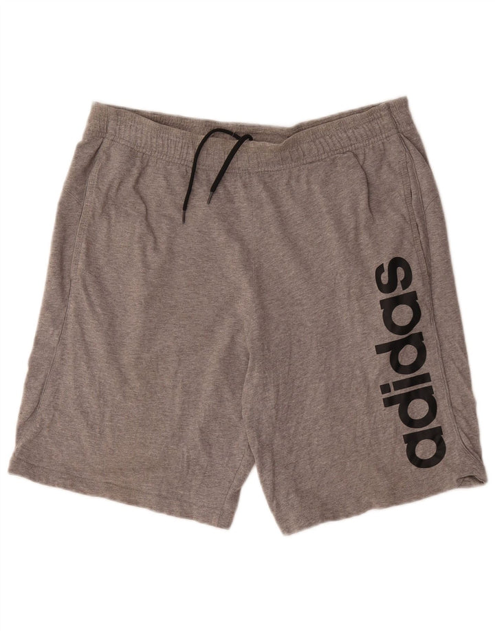 Pantaloni scurți de sport grafic Adidas pentru bărbați, bumbac cu pete gri medii