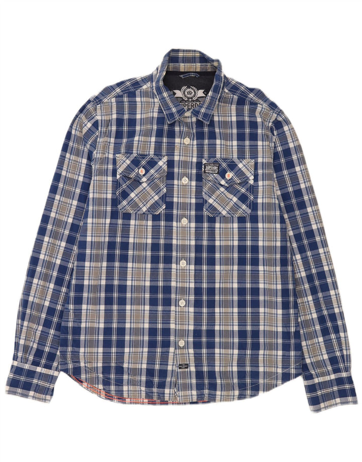 Cămașă pentru bărbați Superdry 2XL, bumbac cu carouri albastre