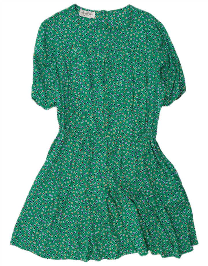 Rochie A-Line Vintage pentru femei UK 12 Medium Green Spotted