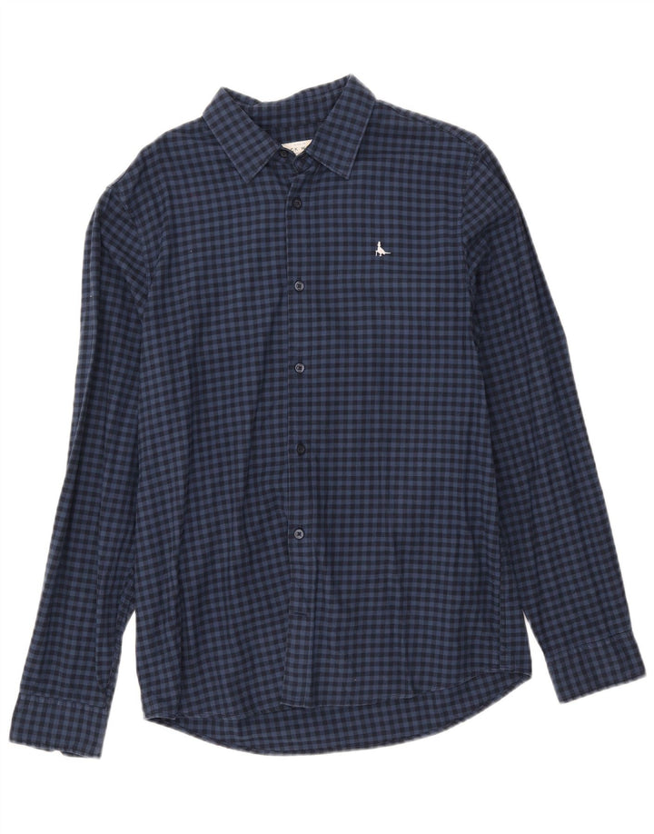 Cămașă de flanel pentru bărbați JACK WILLS, cu tăiere clasică, din bumbac vichy albastru bleumarin mediu