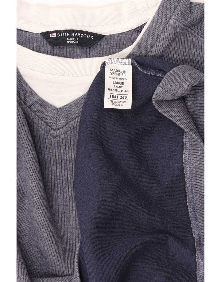 Pulover pentru bărbați Marks & Spencer Blue Harbour Pulover mare din bumbac bleumarin