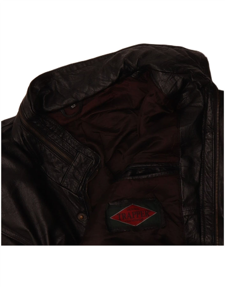 TRAPPER Mens Leather Jacket EU 52 XL Black Leather