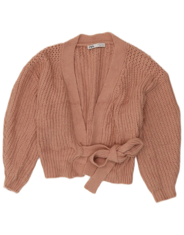 Pulover cardigan supradimensionat pentru femei Zara UK 10 mic roz acrilic