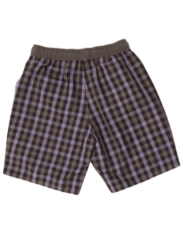 Pantaloni scurți de înot Adidas pentru bărbați, poliester cu carouri mici, gri