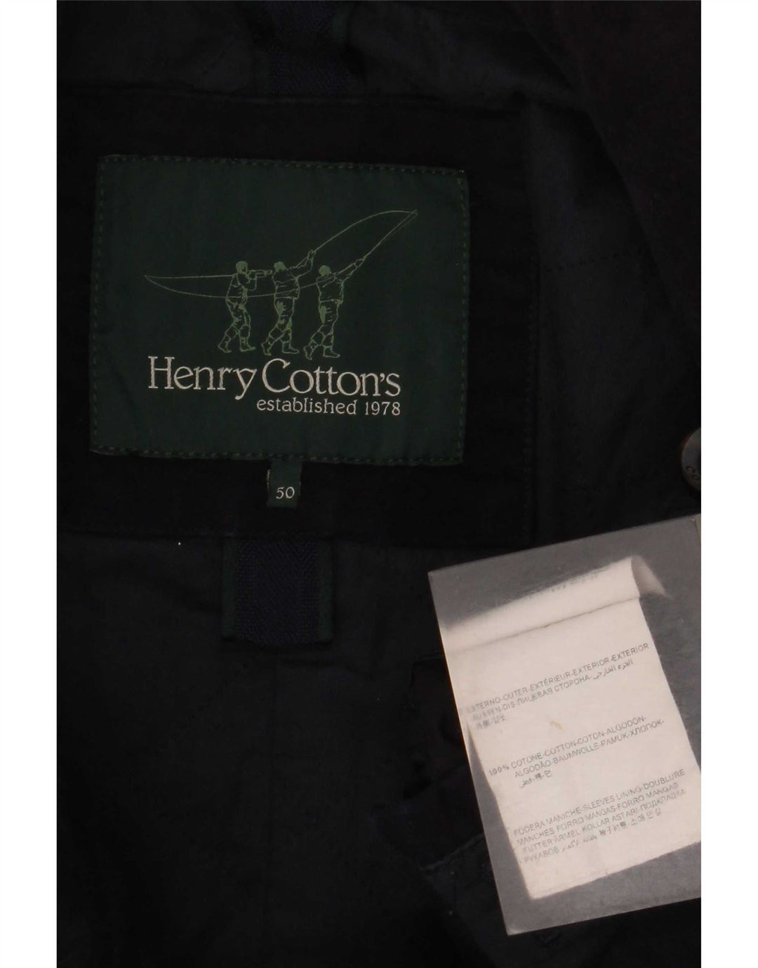 Palton de mazăre pentru bărbați Henry Cottons IT 50 mare bumbac bleumarin