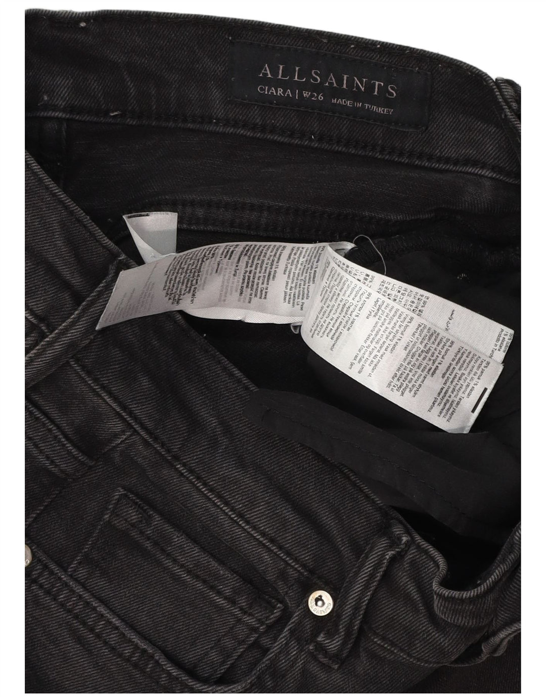 ALL SAINTS Blugi Bootcut dama W26 L30 bumbac negru