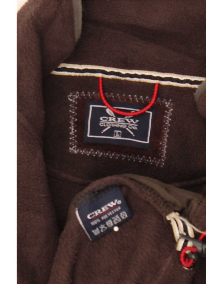 Crew Clothing Jumper pentru bărbați, cu fermoar, cu lână, maro, poliester