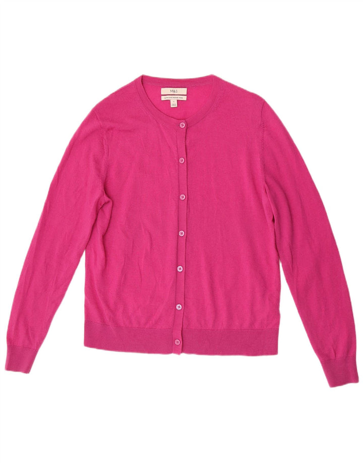 Pulover cardigan pentru femei Marks & Spencer UK 12 Lână merinos roz mediu