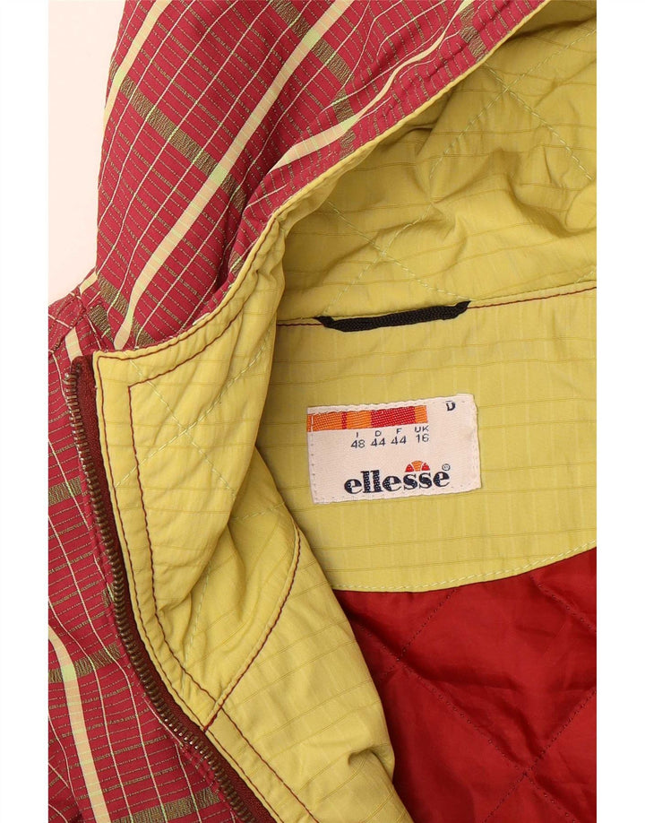 Jachetă de vânt supradimensionată cu glugă pentru femei Ellesse UK 16, mare, roșu, check