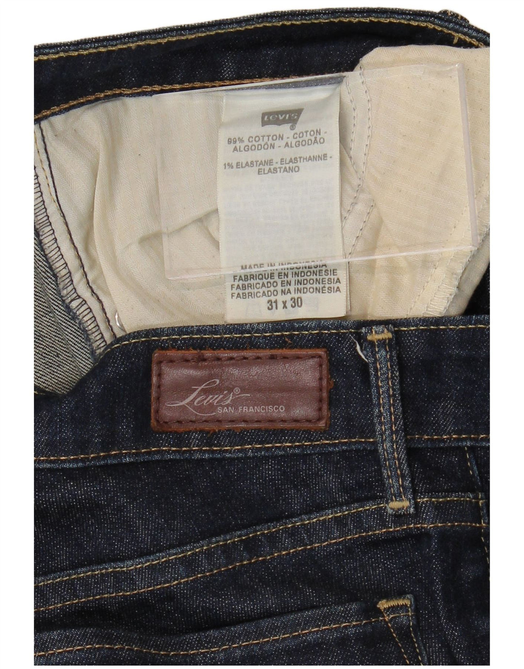 Blugi drepti pentru femei LEVI'S W31 L30 Bumbac bleumarin