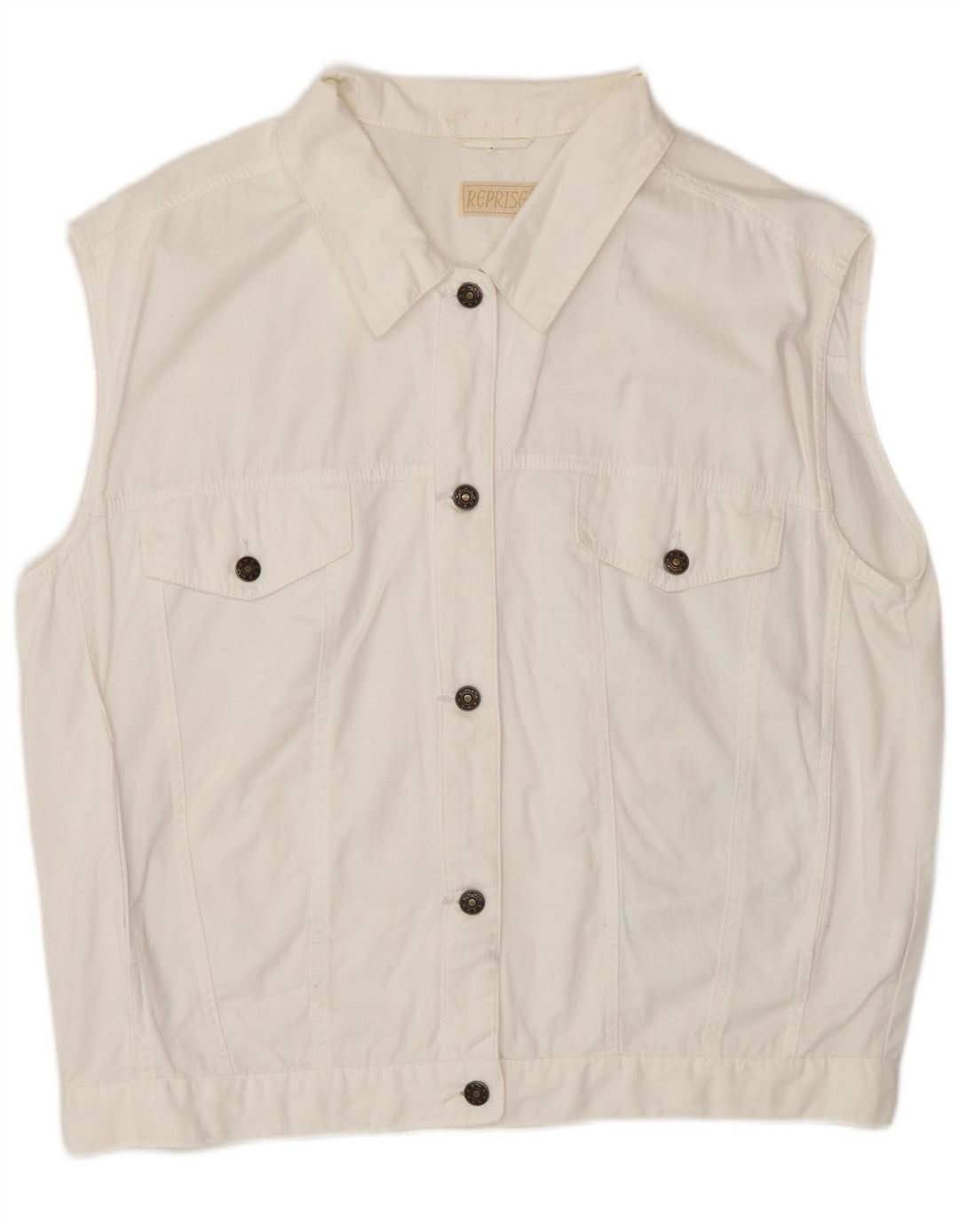 Gilet de denim pentru femei Reprise IT 46, mare, alb, bumbac