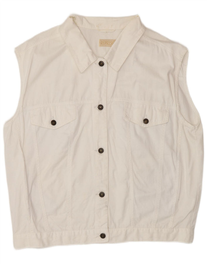 Gilet de denim pentru femei Reprise IT 46, mare, alb, bumbac