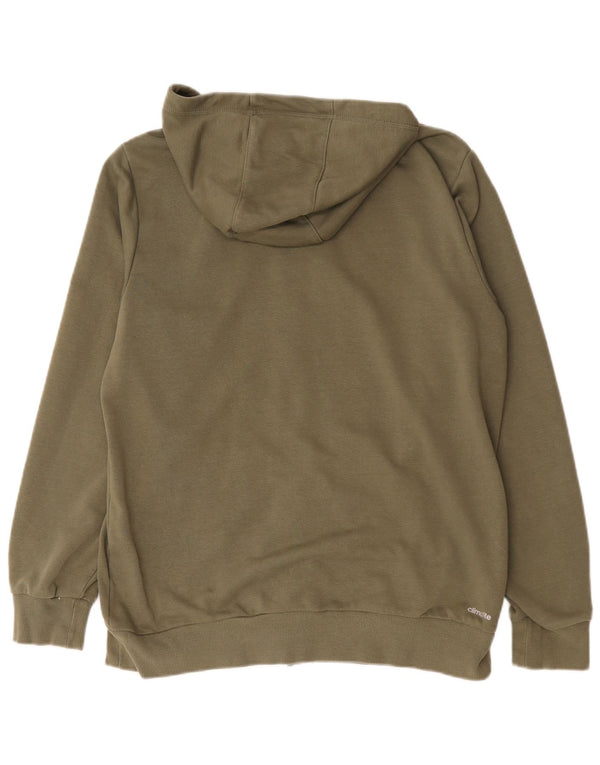 Pulover cu glugă cu fermoar grafic Adidas pentru bărbați, bumbac verde mare