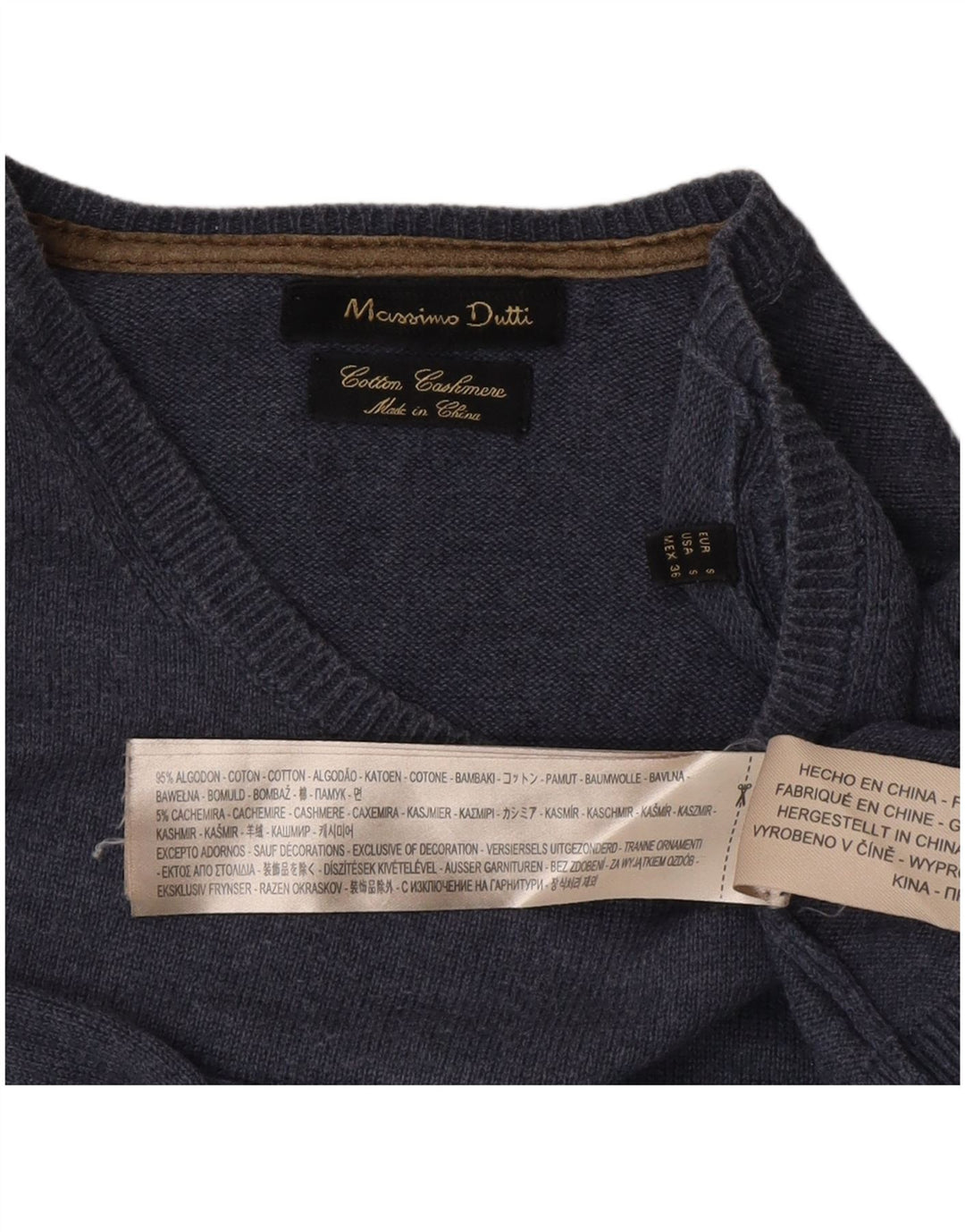 Pulover Massimo Dutti pentru bărbați cu gât crew pulover mic, albastru, bumbac