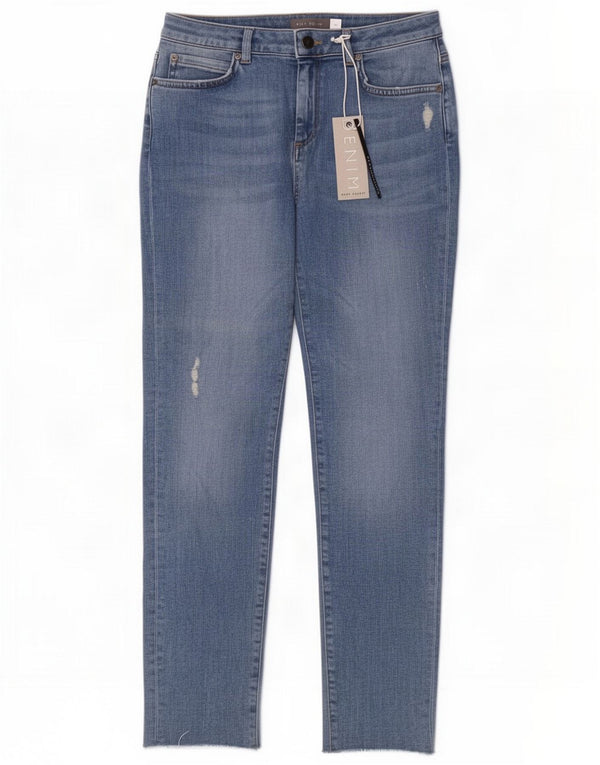 MINT VELVET Blugi drepți distressed pentru femei UK 10 Small W28 L28 Blue