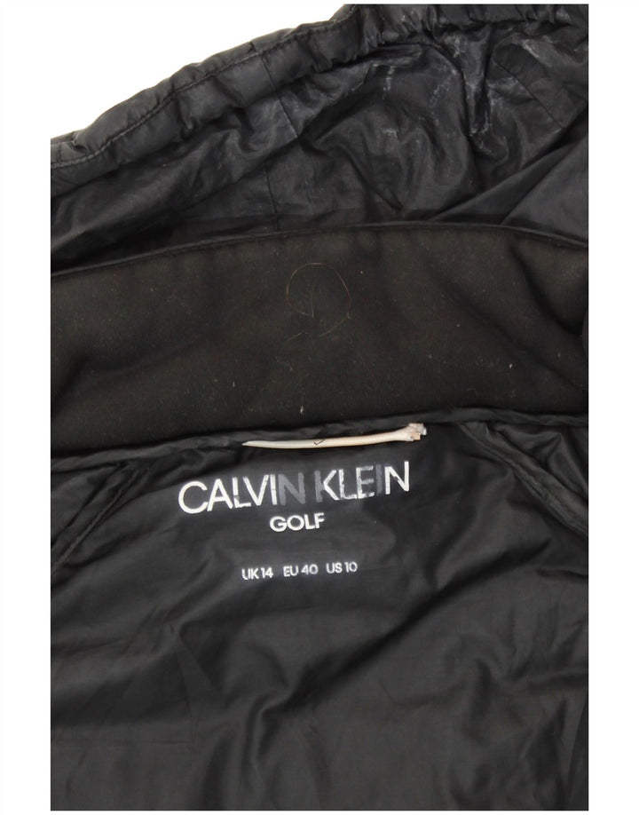 CALVIN KLEIN Womens Hooded Padded Jacket UK 14 Large Black Polyester